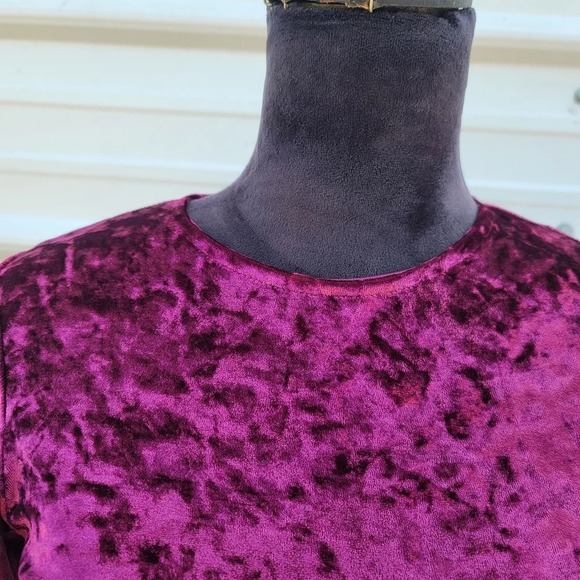 ASOS Club L London Crushed Berry Red Velvet Peplum MIDI Dress UK8 Stretch Small - Picture 8 of 11